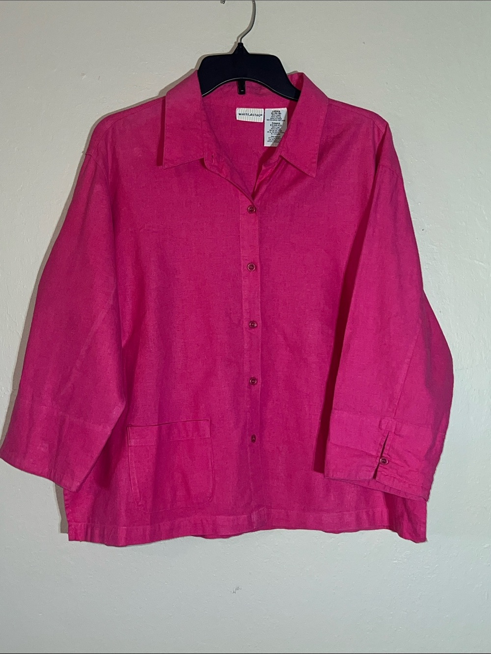 White Stag Vibrant Pink Linen Blend Jacket Size XL